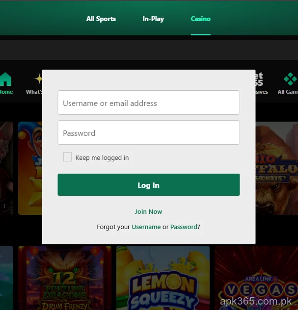 bet365 login page