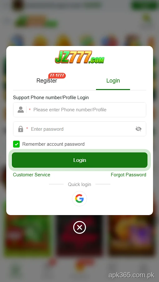 JZ777 Login game