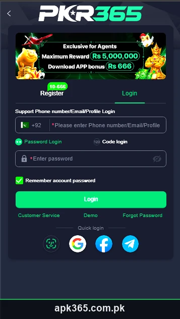 pkr365 game login page